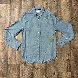 Mutual Weave Button Up Long Sleeve Shirt Mens Small Blue NEW